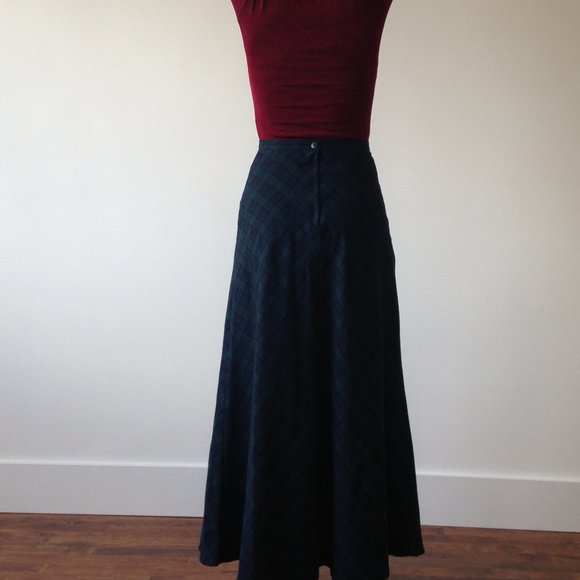 Navy & Green Plaid Maxi Skirt - Picture 8 of 16